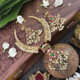 Vriksham Designer Lotus With Floral Hasli With Gold Plated Neckpiece-Pearal-J3305